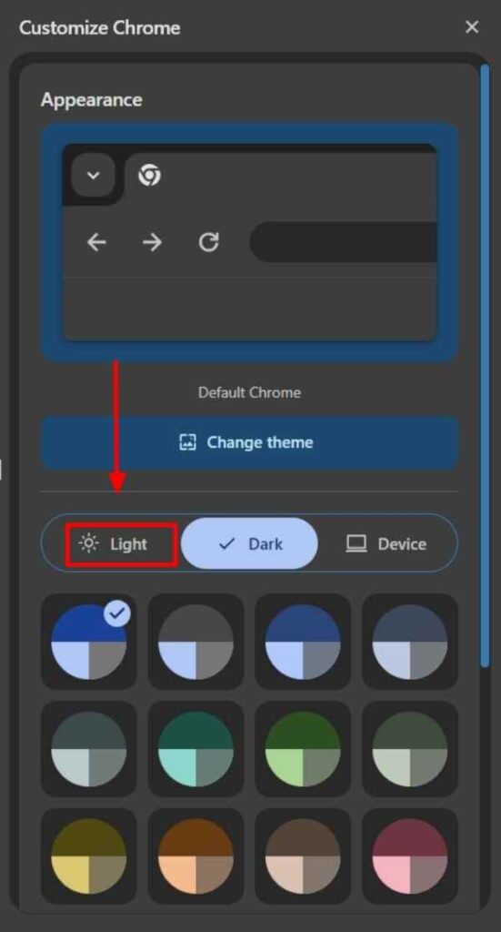 chrome light mode