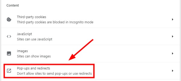 chrome popup blocker settings