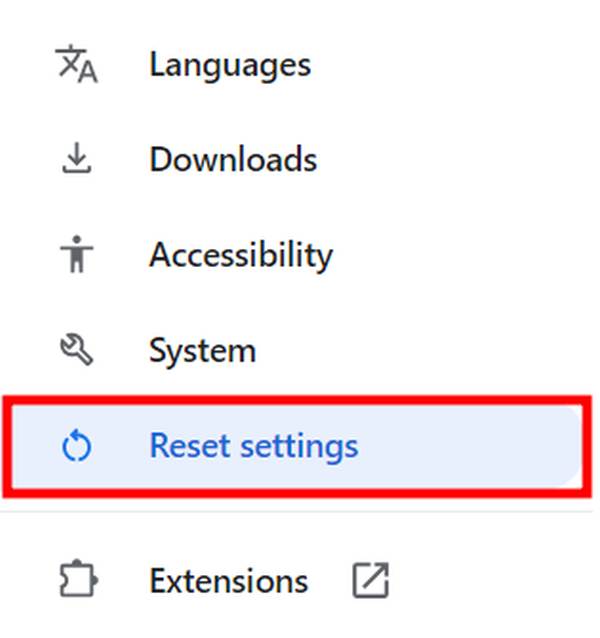 reset settings chrome