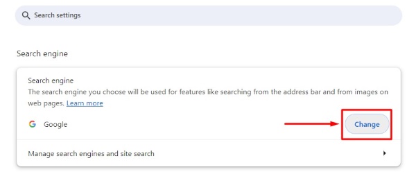 change my default search engine in chrome