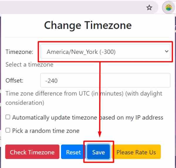 how to change chrome timezone