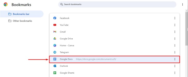 delete bookmarks chrome