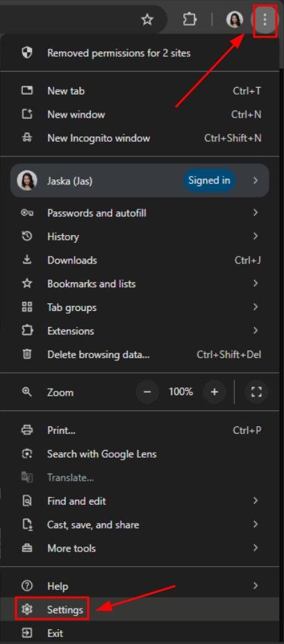 color google chrome settings 