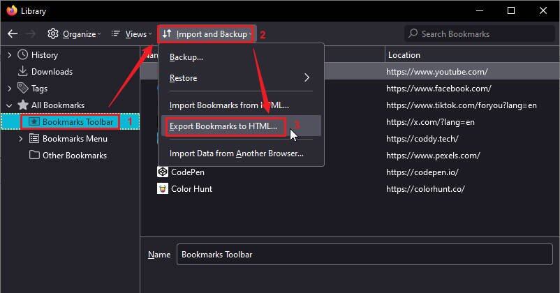 importing bookmarks to chrome from firefox