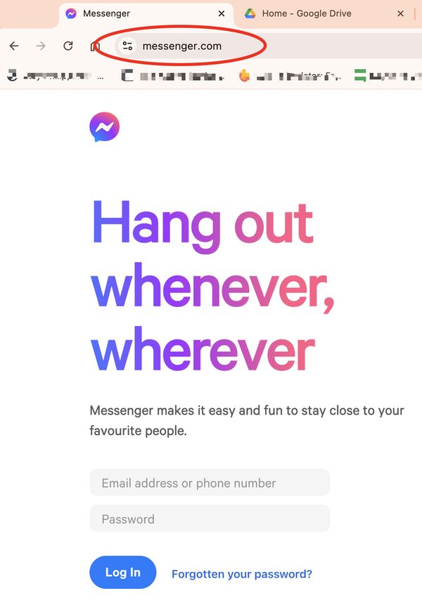 open the messenger app in chrome